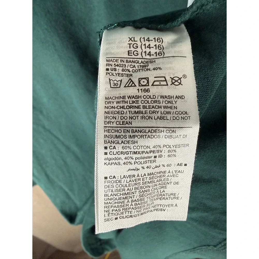 Old Navy Long Sleeve Tee Boys XL 14-16 Green Excellent Solid Crewneck Shirt